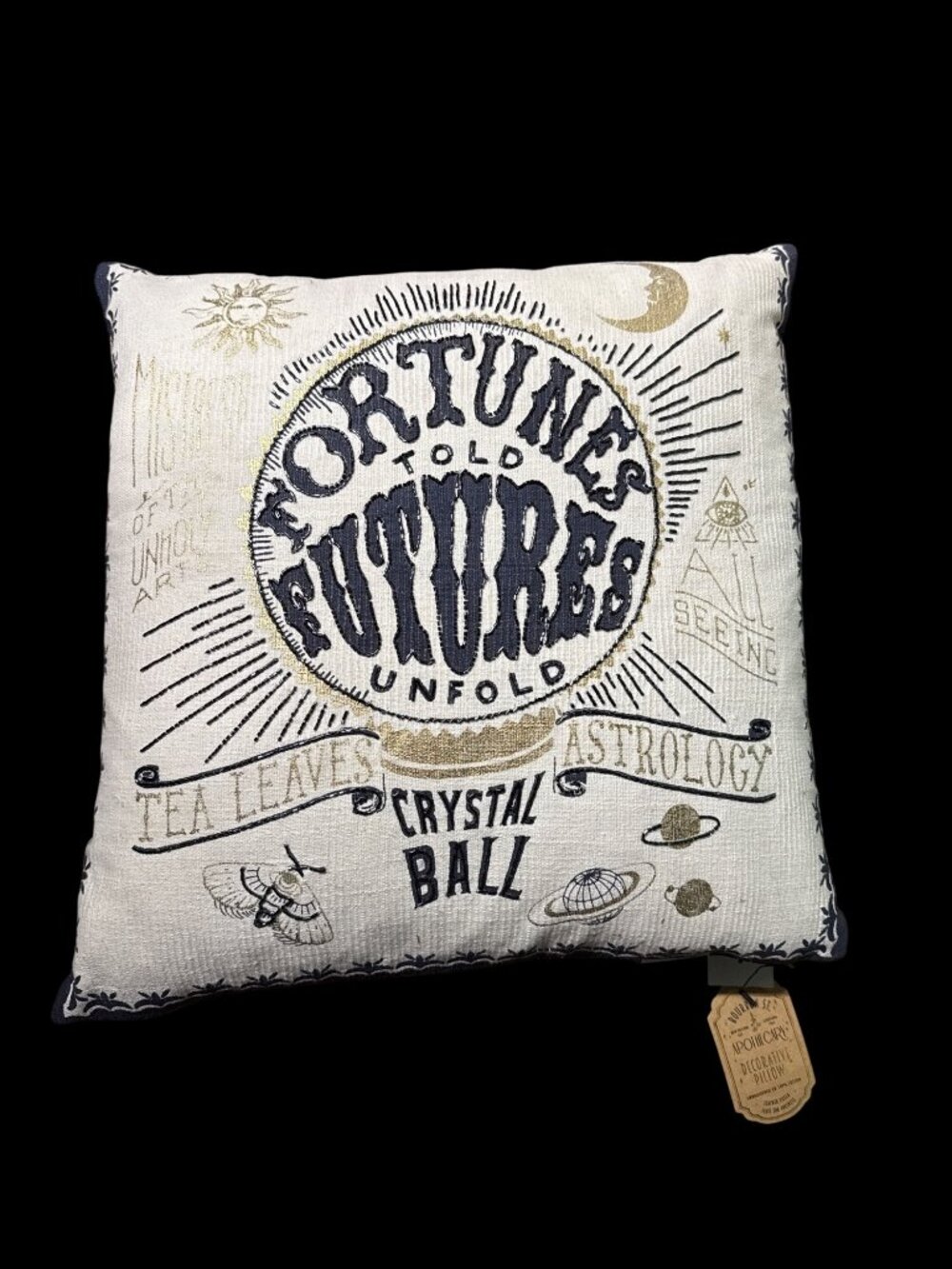 Beaded Throw Pillow "Fortunes Told, Futures Unfold "astrological New with tag